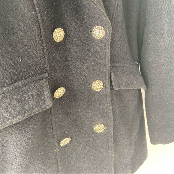 Karl Lagerfeld Navy Wool Pea Coat Size Medium - Picture 3 of 6